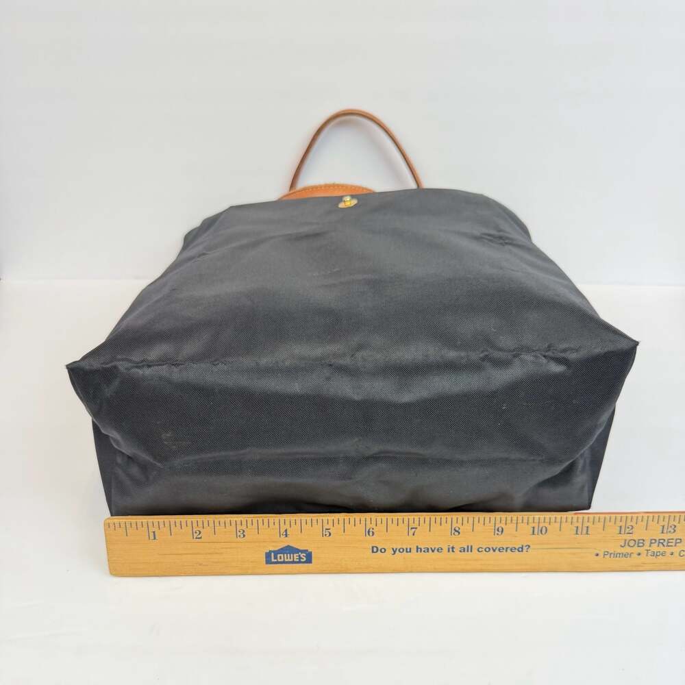 Longchamp Le Pliage Original Shoulder Bag in Black Nylon and Brown Leather - Picture 2 of 6